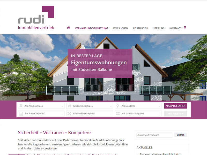 zu den Website-Referenzen Screenshot der Website rudi Immobilienvertrieb